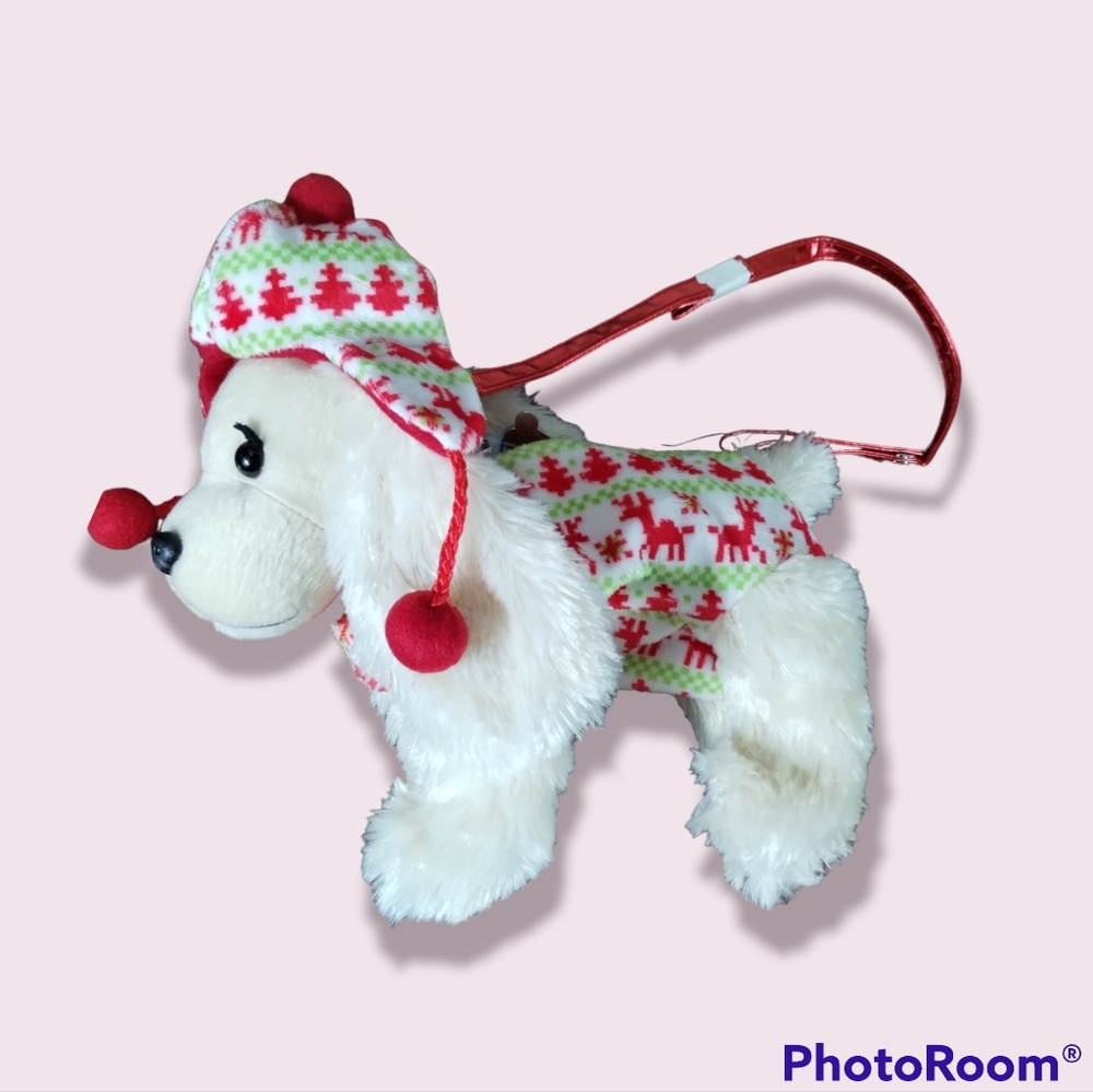 ✓Poochie & Co poodle dog puppy Christmas purse plush bag new without tags